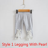 Girls' Bow Lace Leggings
