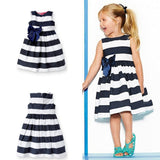 Girls' Blue Striped Dress