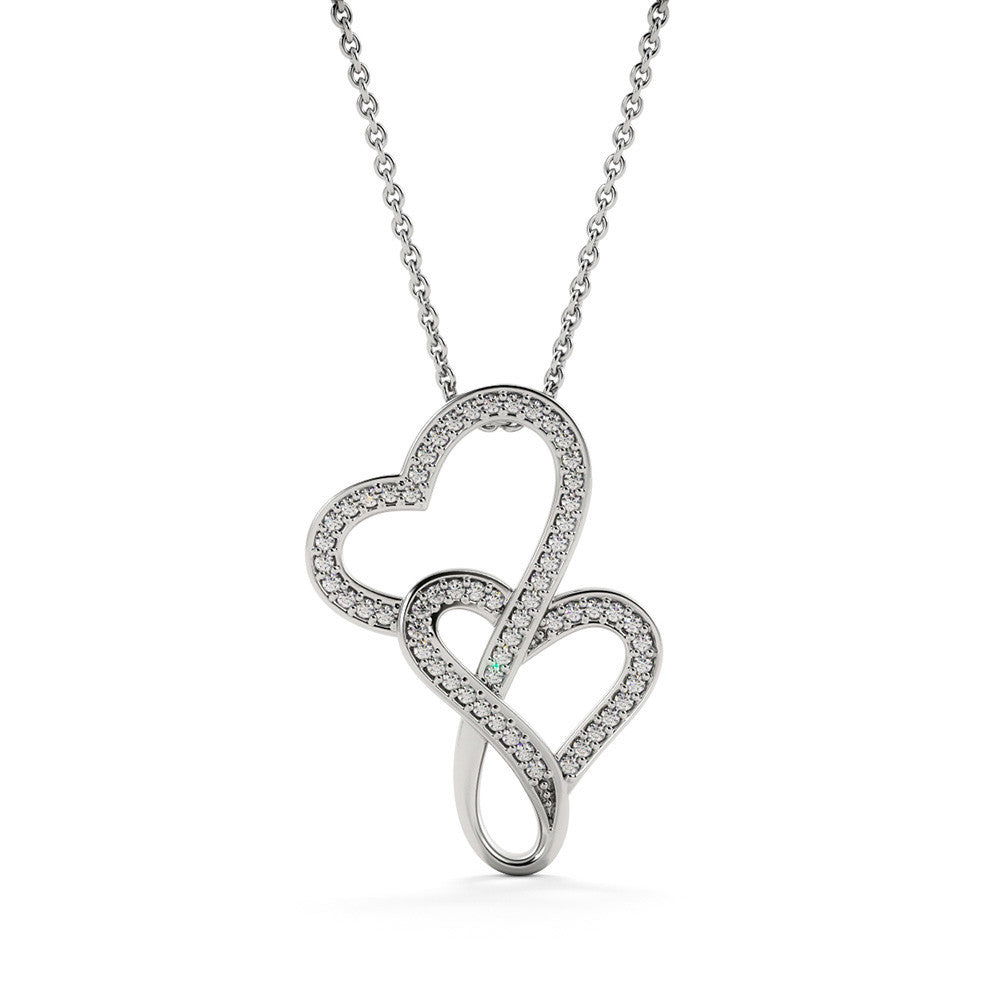 Double Hearts Necklace - Moon and Stars - Valentine