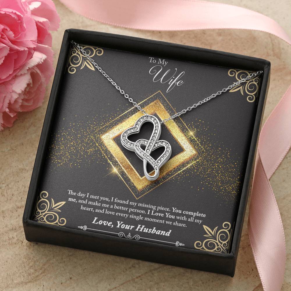 Double Hearts Necklace - Glitter - Wife