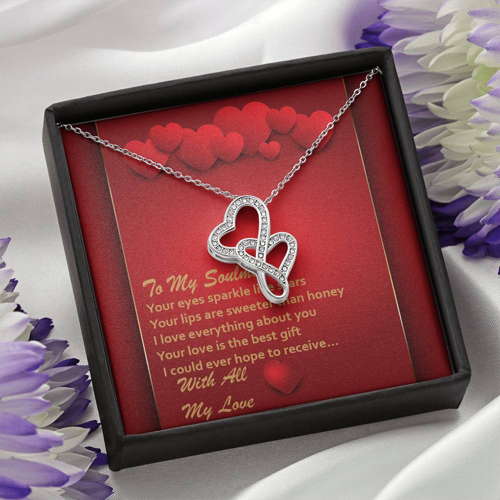Double Hearts Necklace - Red Hearts - Soulmate