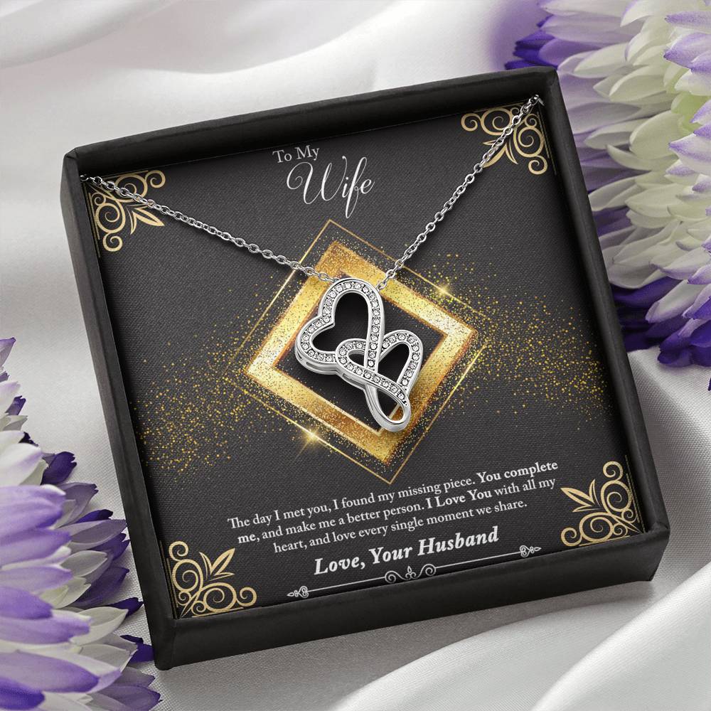 Double Hearts Necklace - Glitter - Wife