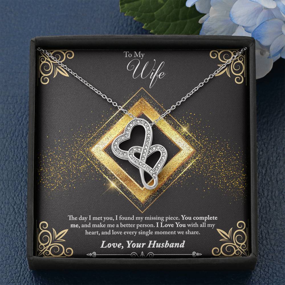 Double Hearts Necklace - Glitter - Wife