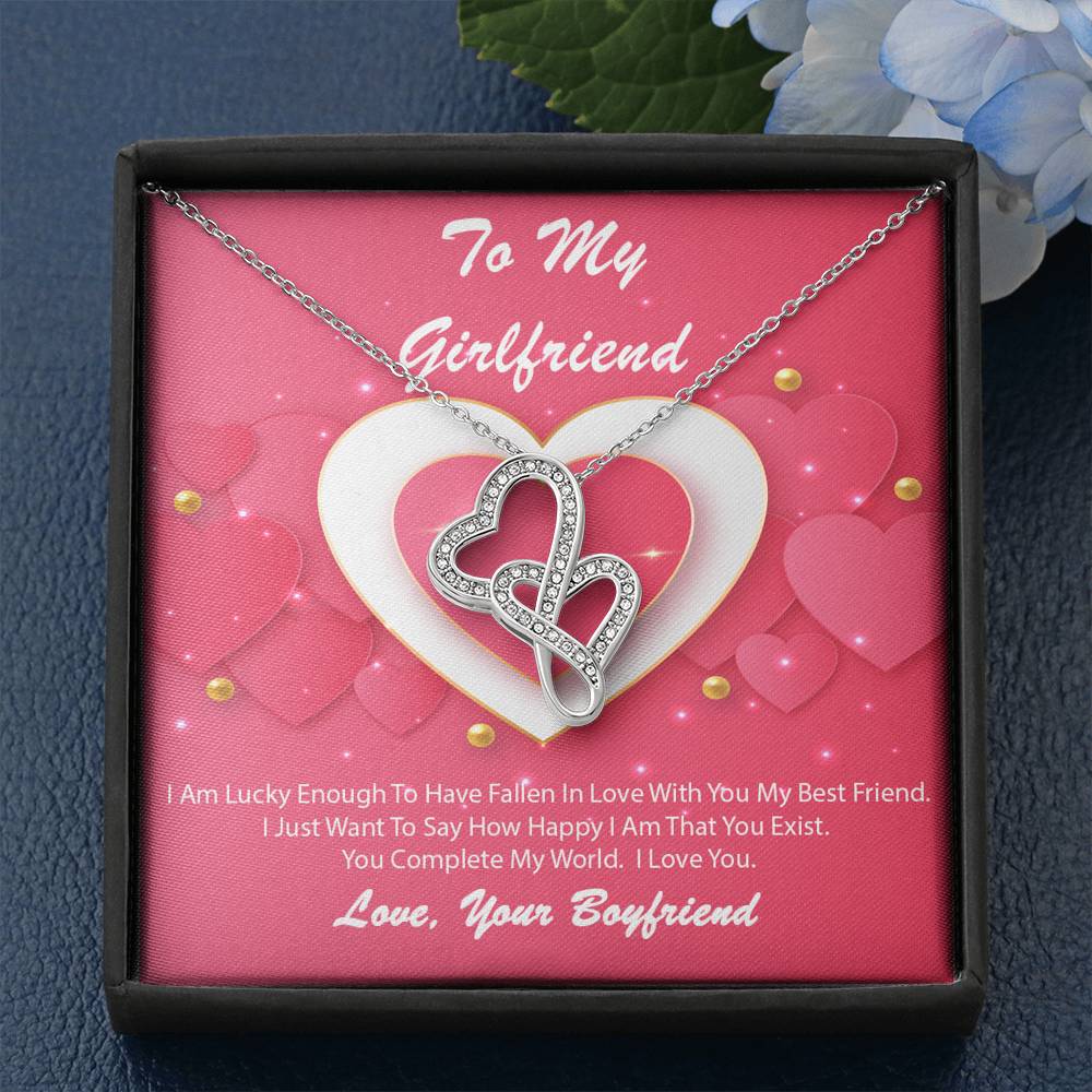 Double Hearts Necklace - Pink Delight - Girlfriend