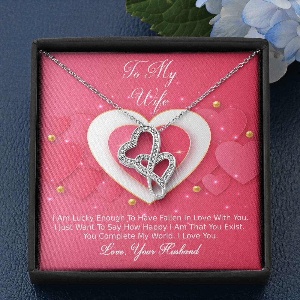 Double Hearts Necklace - Pink Delight - Wife