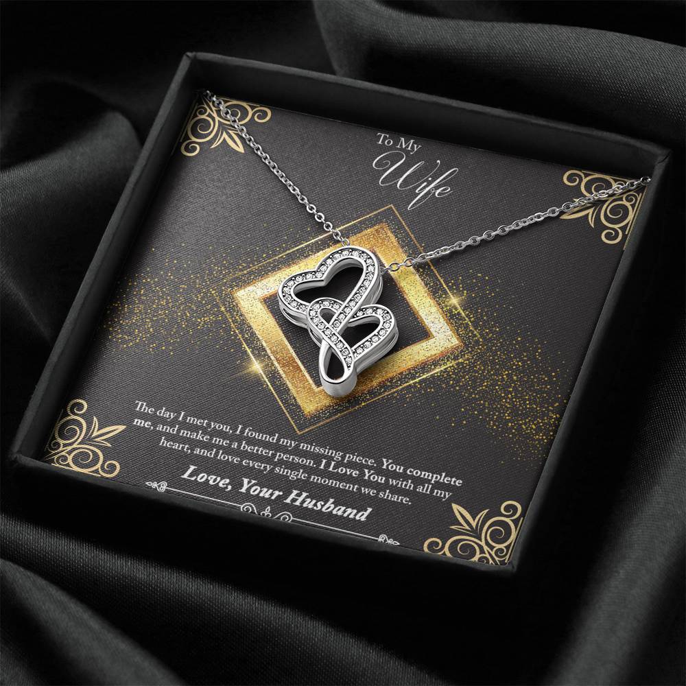 Double Hearts Necklace - Glitter - Wife