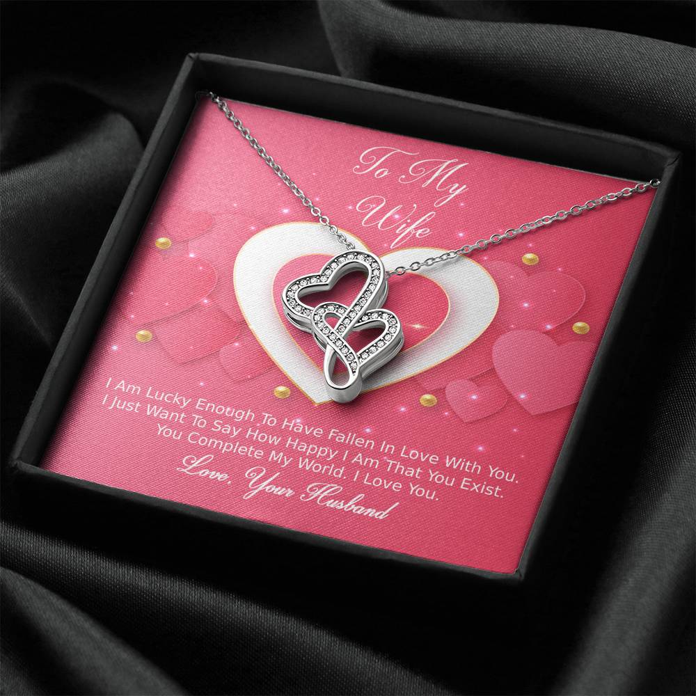 Double Hearts Necklace - Pink Delight - Wife