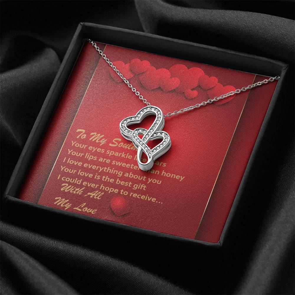 Double Hearts Necklace - Red Hearts - Soulmate
