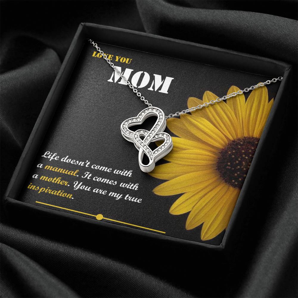 Double Hearts Necklace - Sunflower - Mom
