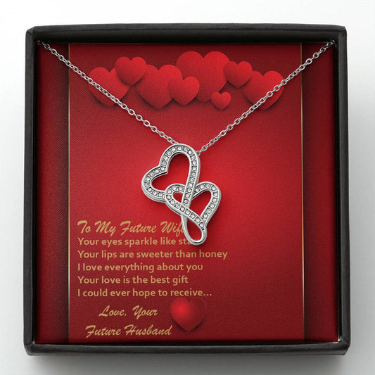 Double Hearts Necklace - Red Hearts - Future Wife