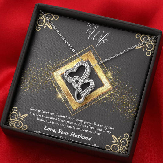 Double Hearts Necklace - Glitter - Wife