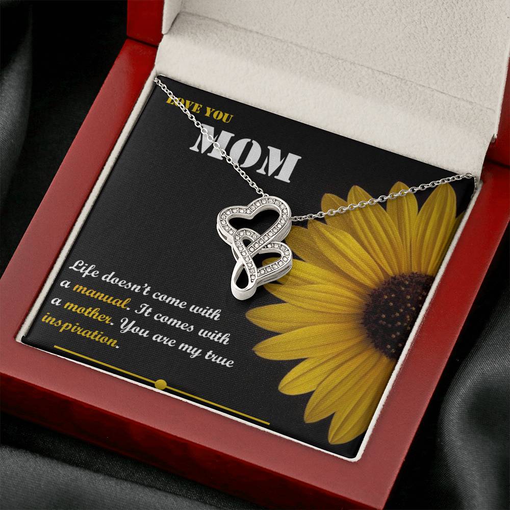 Double Hearts Necklace - Sunflower - Mom