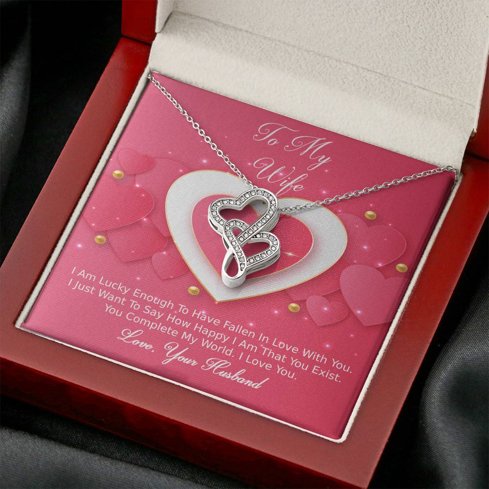 Double Hearts Necklace - Pink Delight - Wife