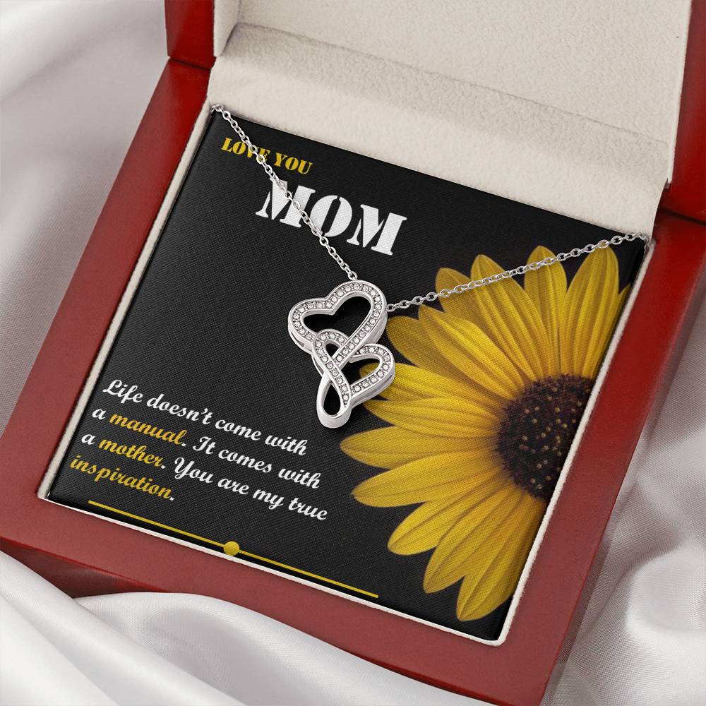 Double Hearts Necklace - Sunflower - Mom
