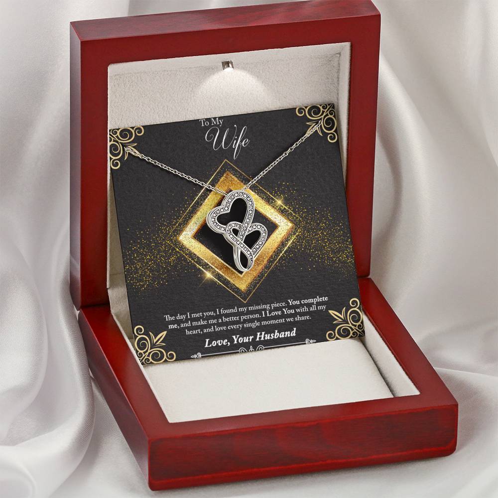 Double Hearts Necklace - Glitter - Wife