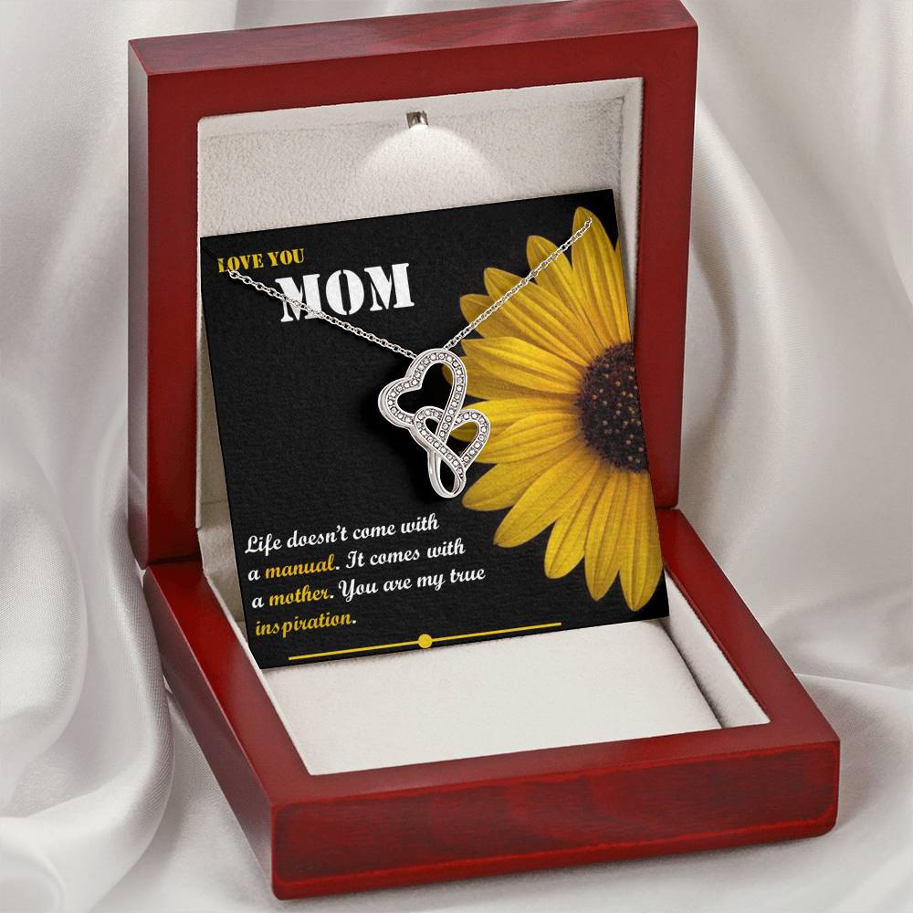 Double Hearts Necklace - Sunflower - Mom