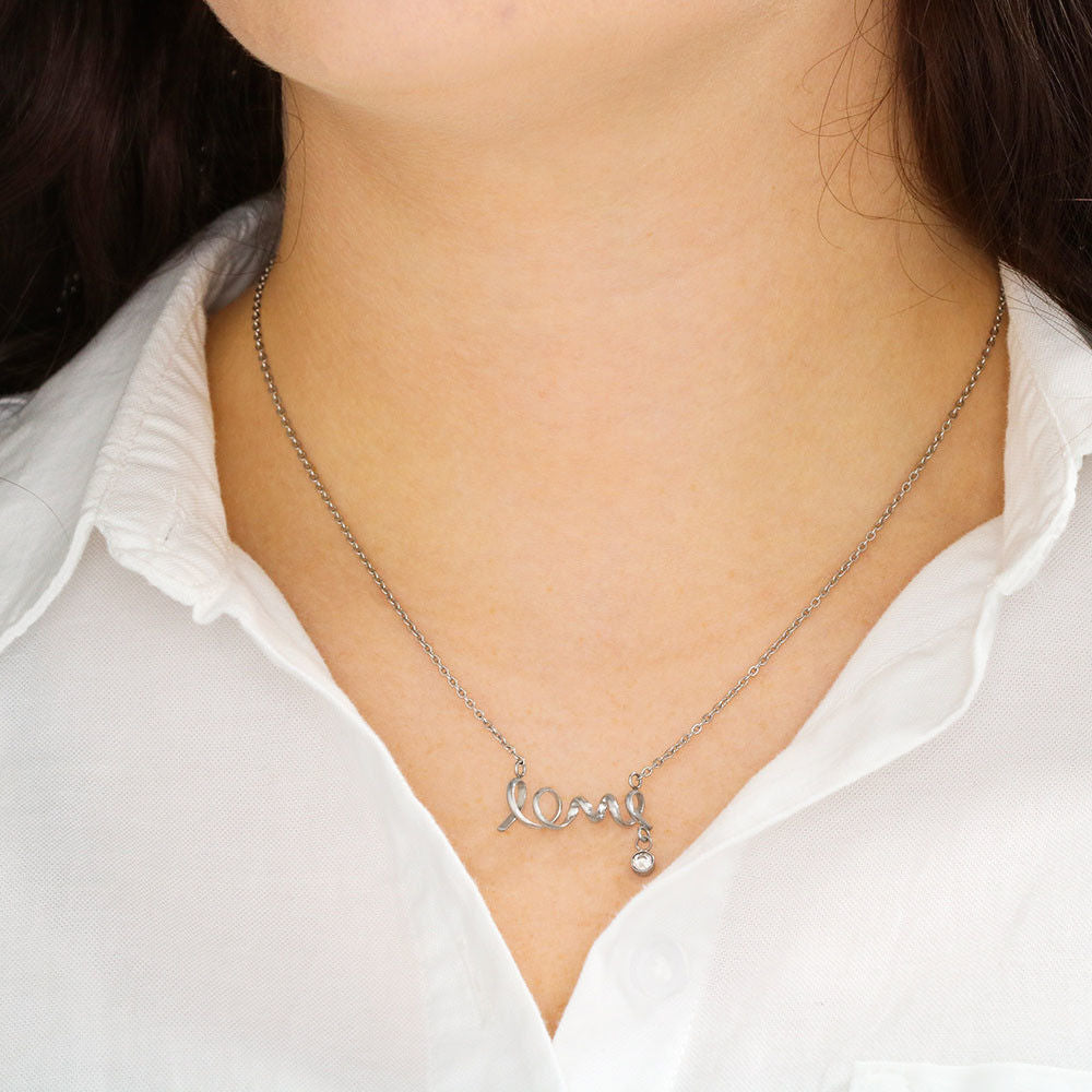 Scripted Love Necklace - Red Hearts - Wife