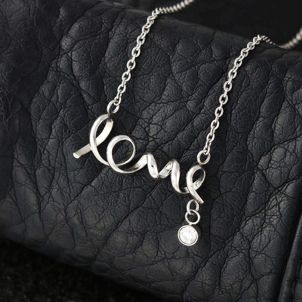 Scripted Love Necklace - Red Hearts - Wife