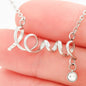Scripted Love Necklace - Red Hearts - Wife