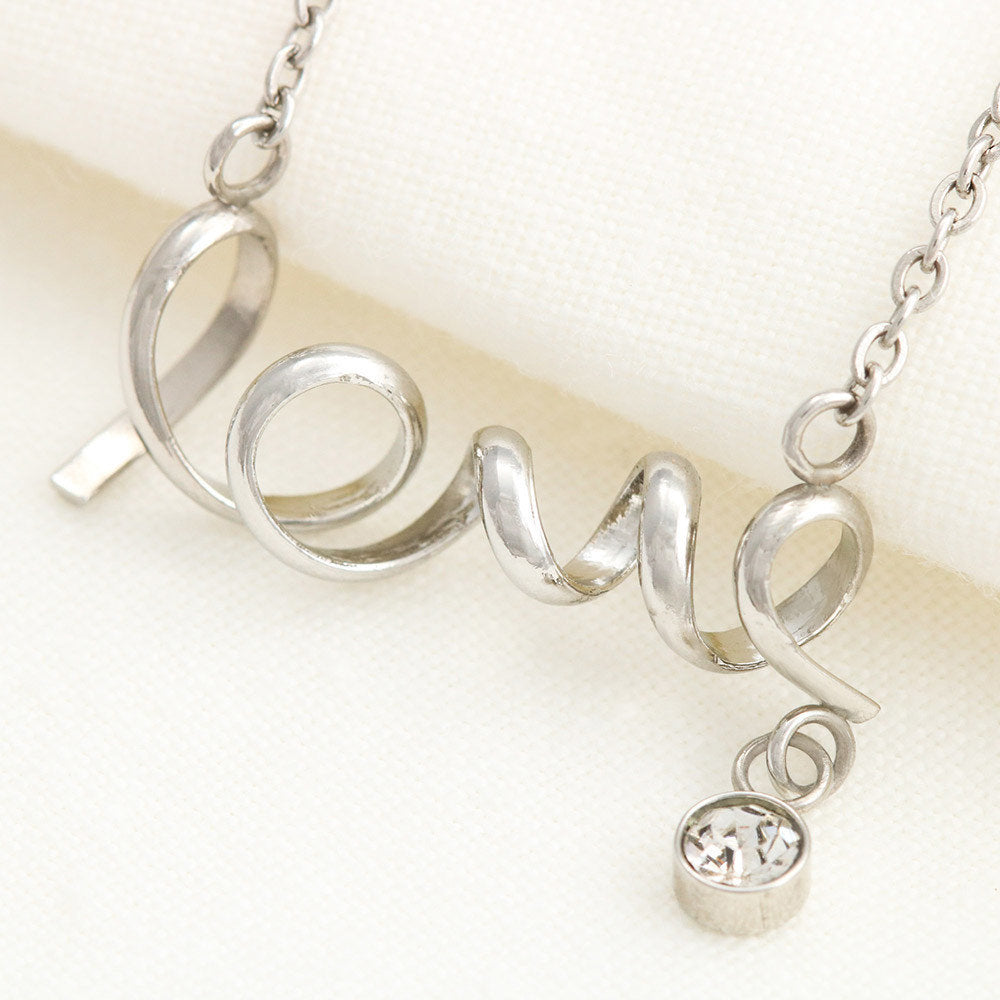 Scripted Love Necklace - Red Hearts - Wife