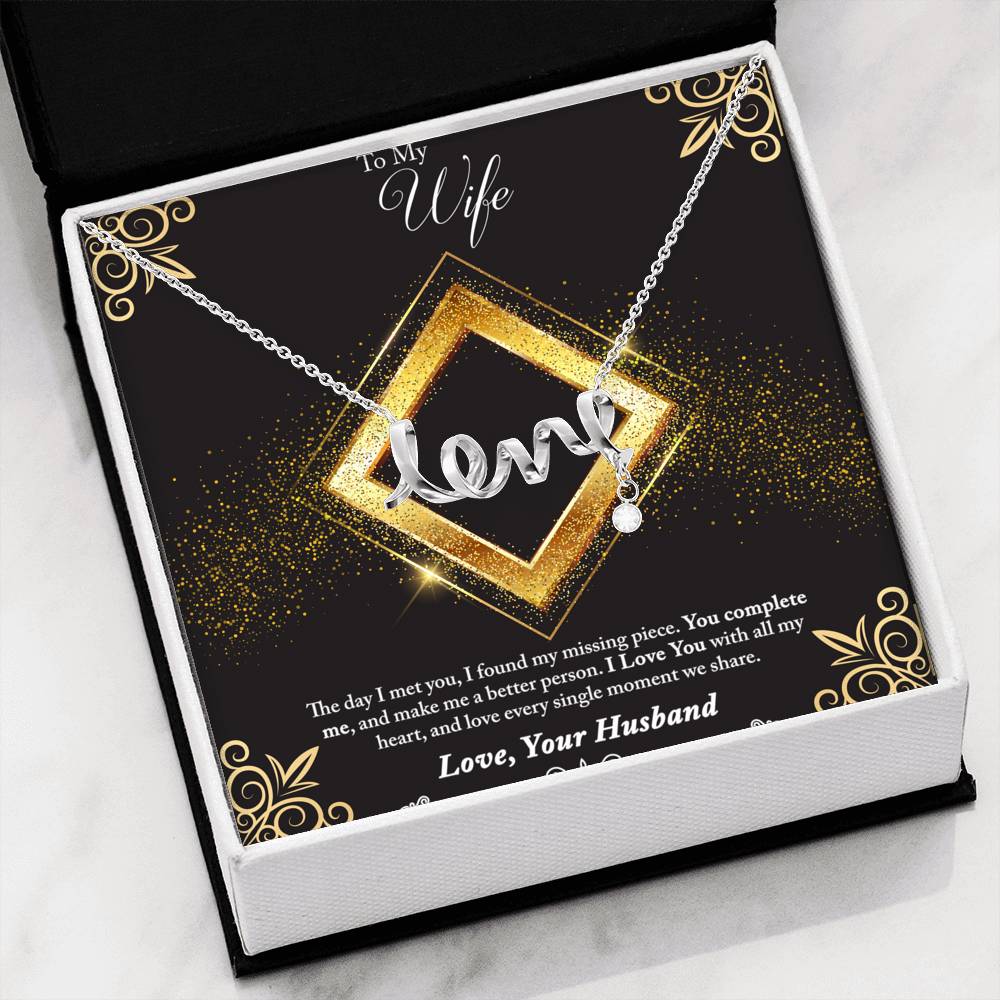 Scripted Love Necklace - Glitter - Wife