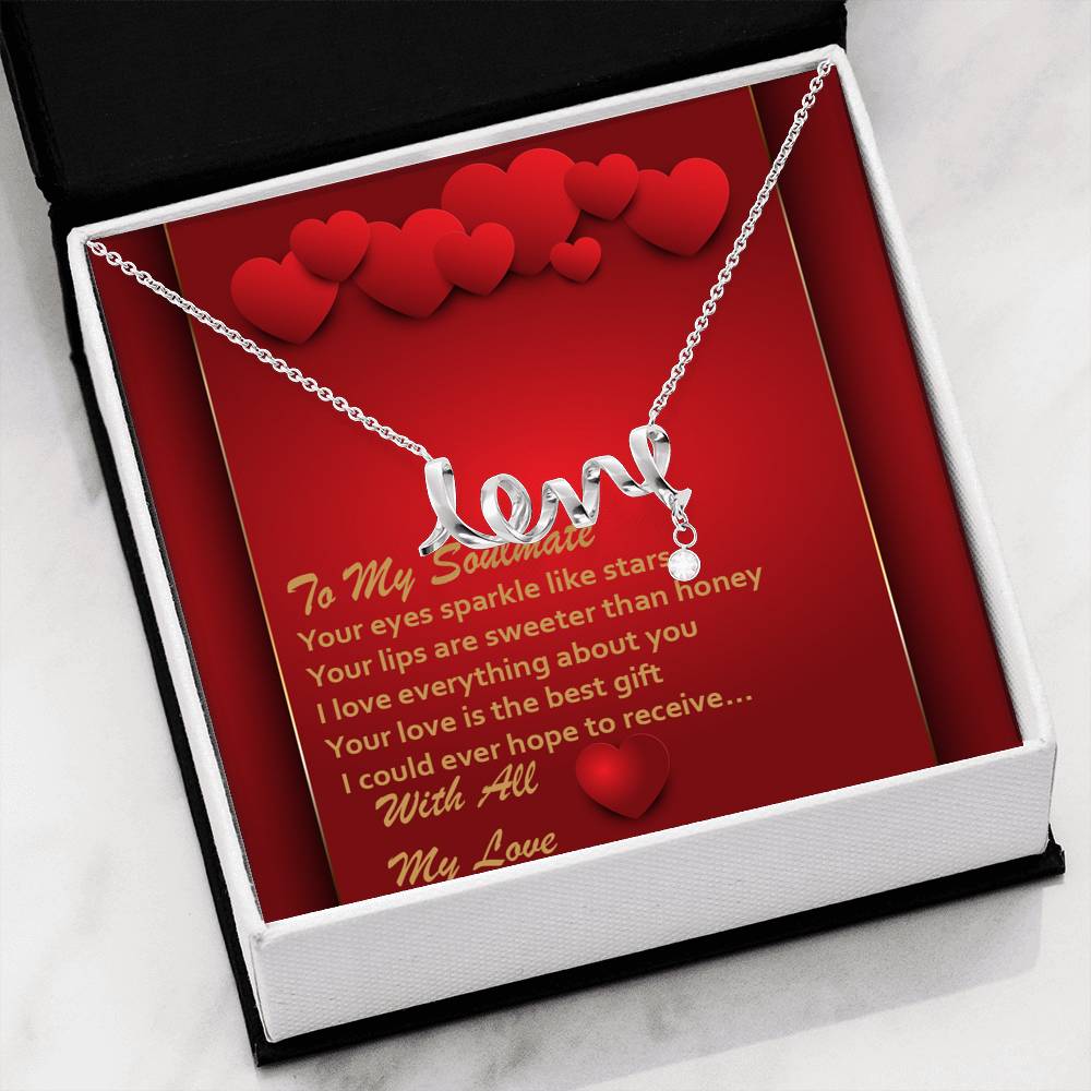 Scripted Love Necklace - Red Hearts - Soulmate