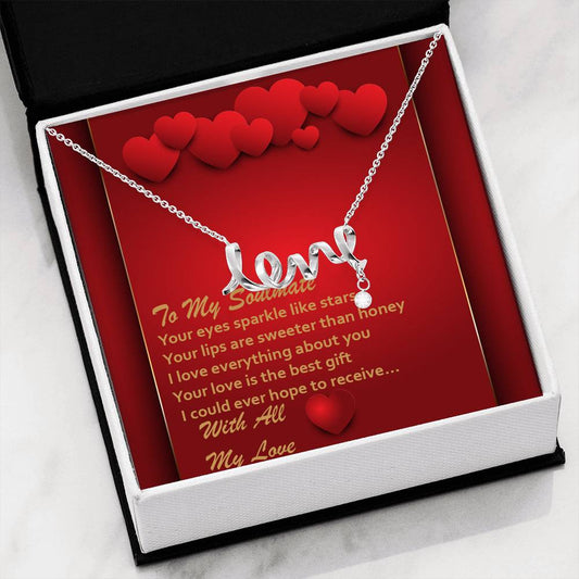 Scripted Love Necklace - Red Hearts - Soulmate