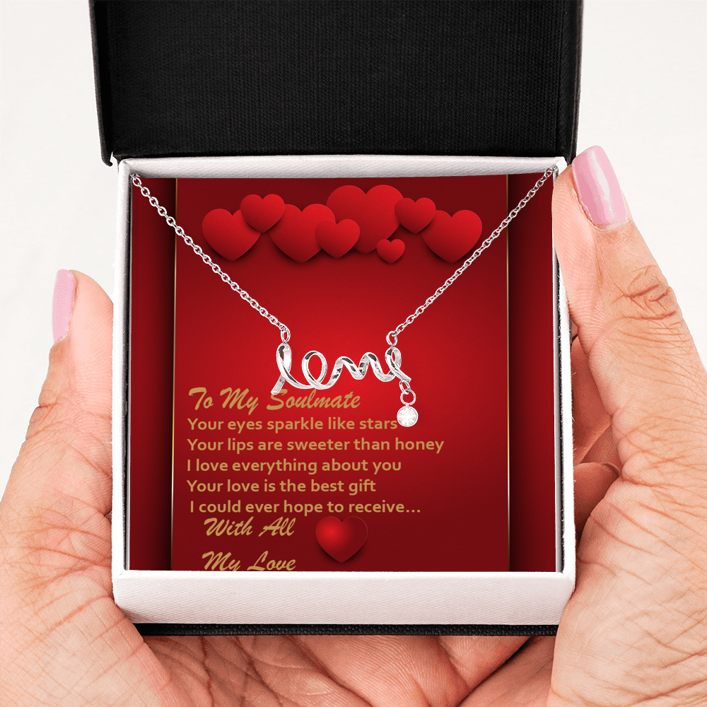 Scripted Love Necklace - Red Hearts - Soulmate
