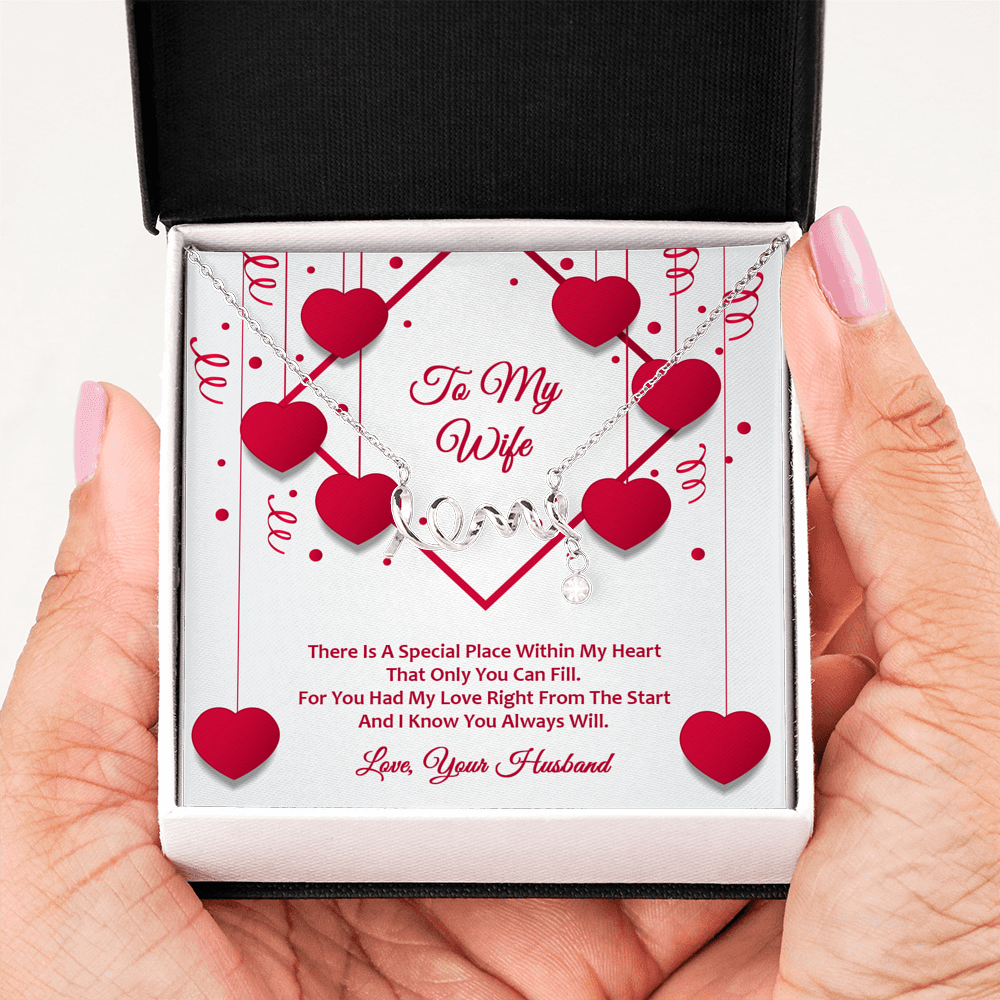 Scripted Love Necklace - Red Ribbons - Wife