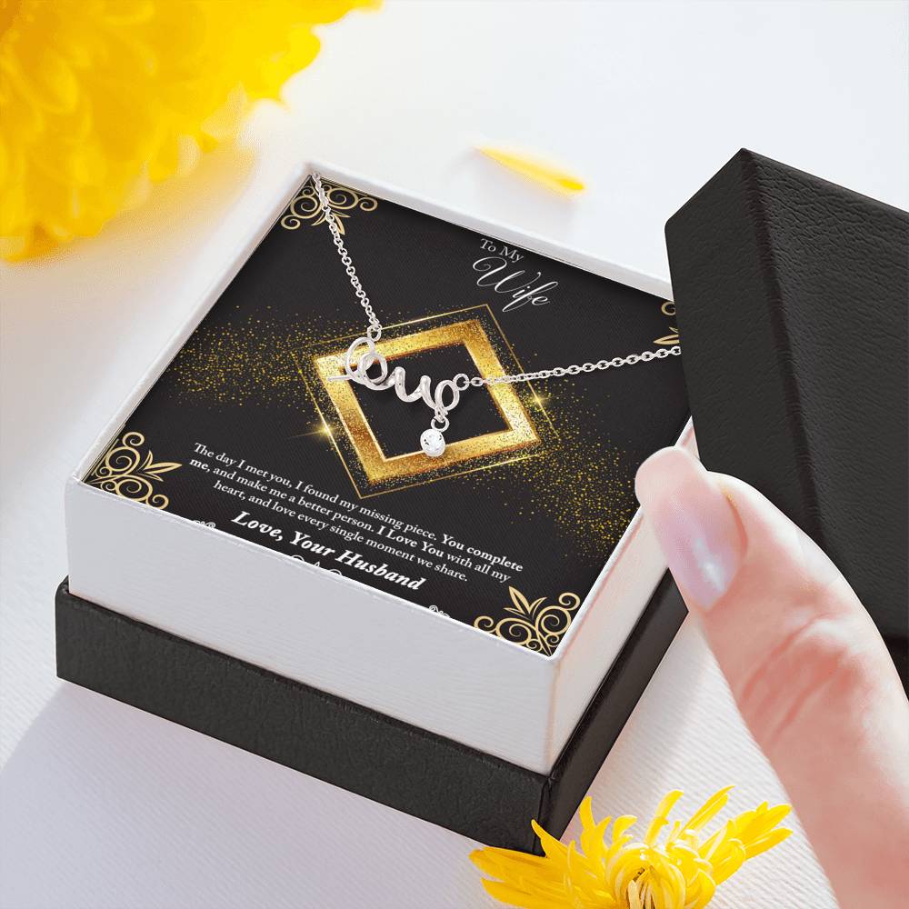 Scripted Love Necklace - Glitter - Wife