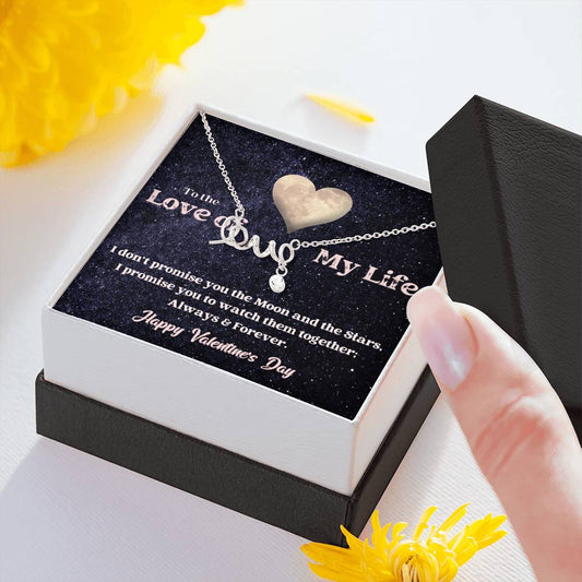 Scripted Love Necklace - Moon and Stars - Valentine