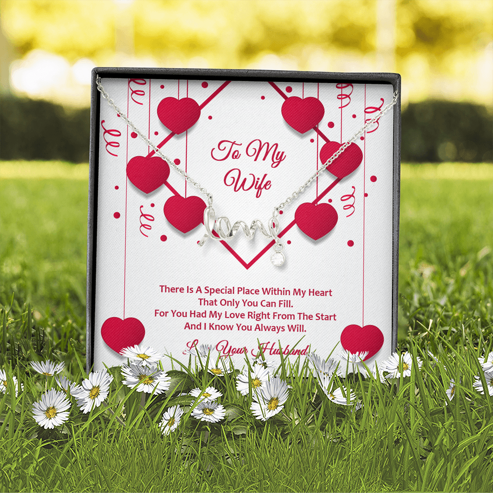 Scripted Love Necklace - Red Ribbons - Wife
