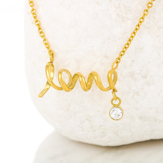 Scripted Love Necklace - Glitter Blue