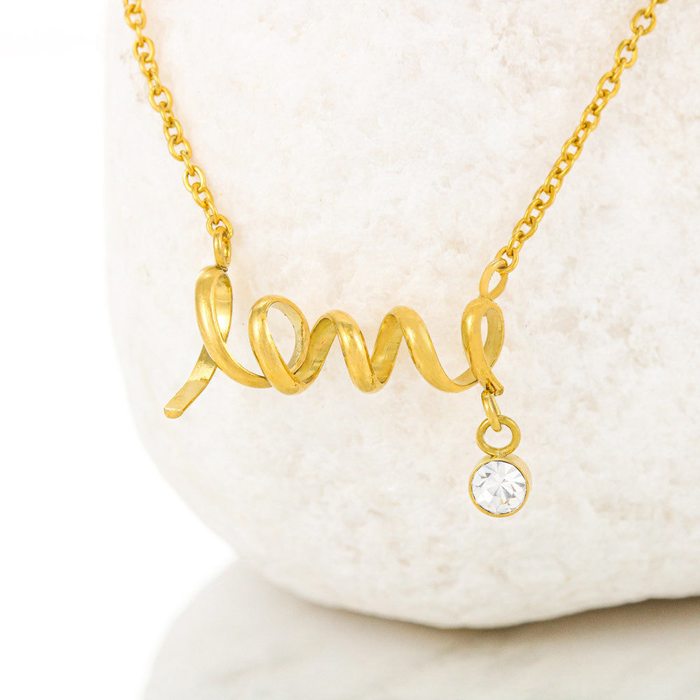 Scripted Love Necklace - Red Hearts - Wife