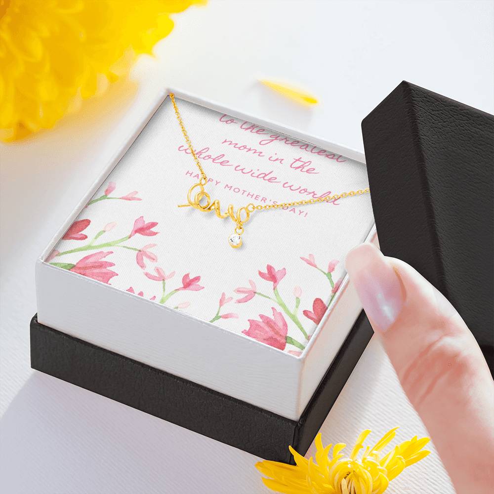 Scripted Love Necklace - Pastel Pink Floral - Mom