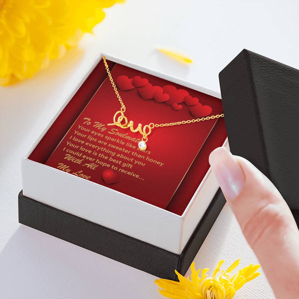 Scripted Love Necklace - Red Hearts - Soulmate