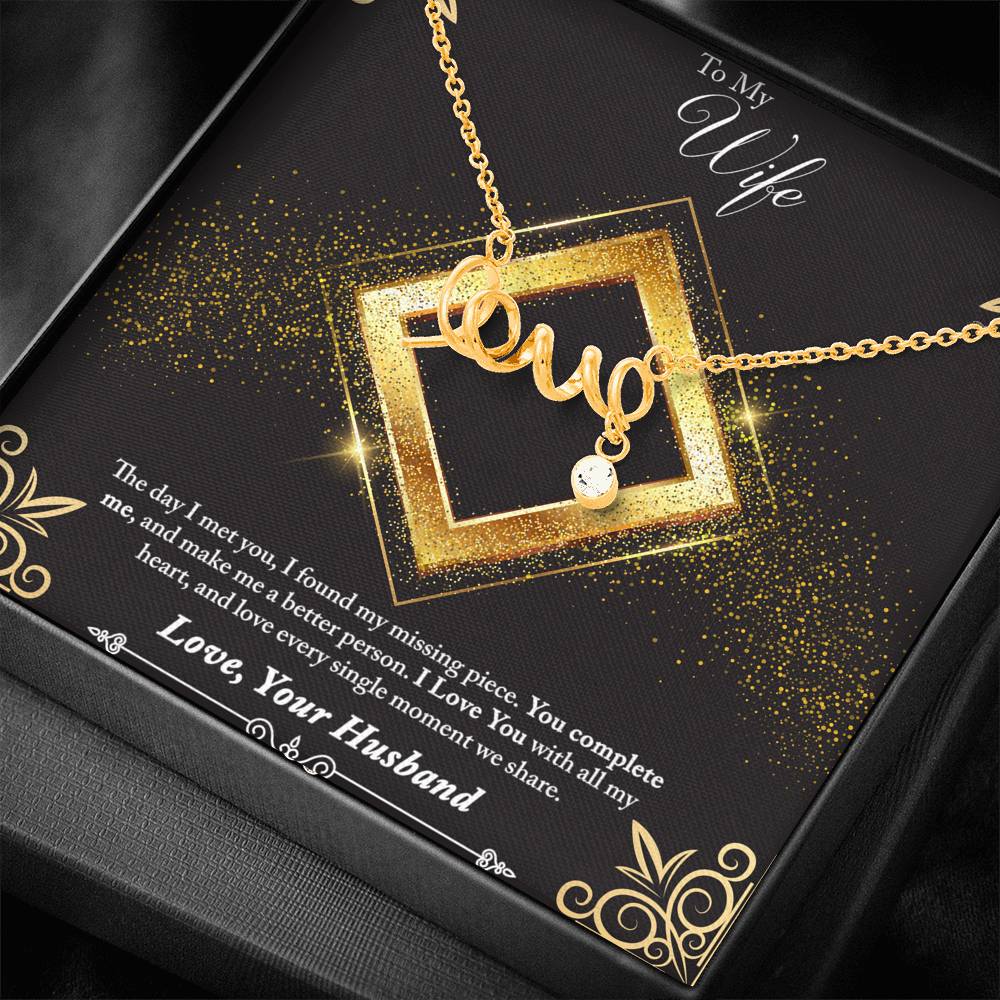Scripted Love Necklace - Glitter - Wife