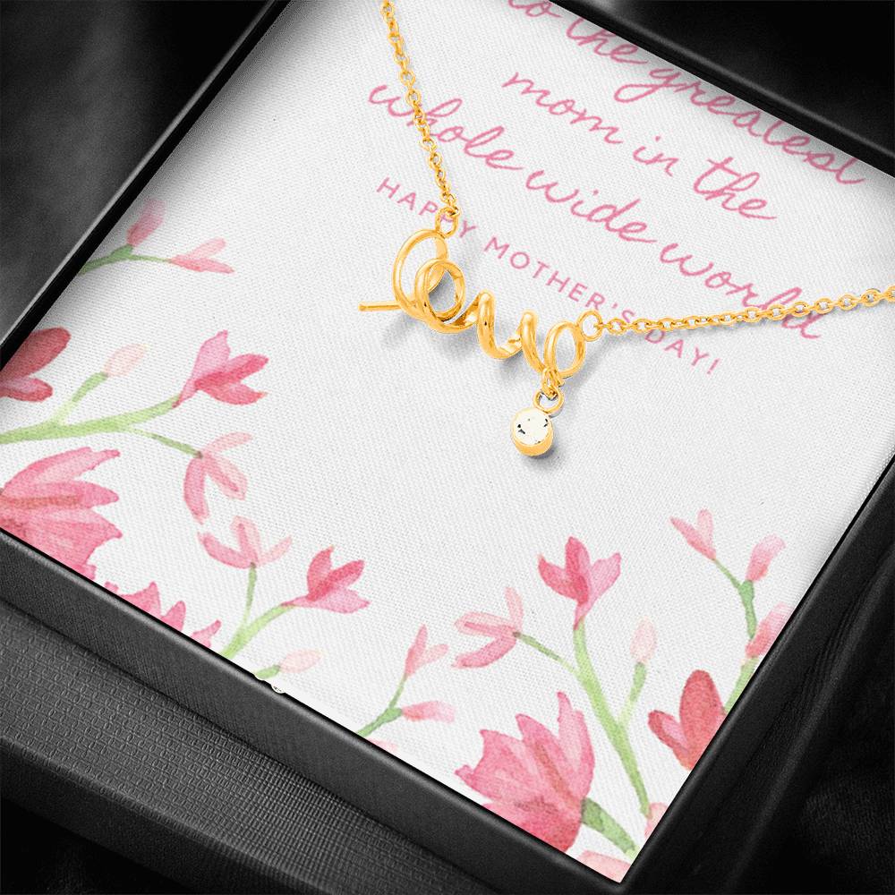 Scripted Love Necklace - Pastel Pink Floral - Mom