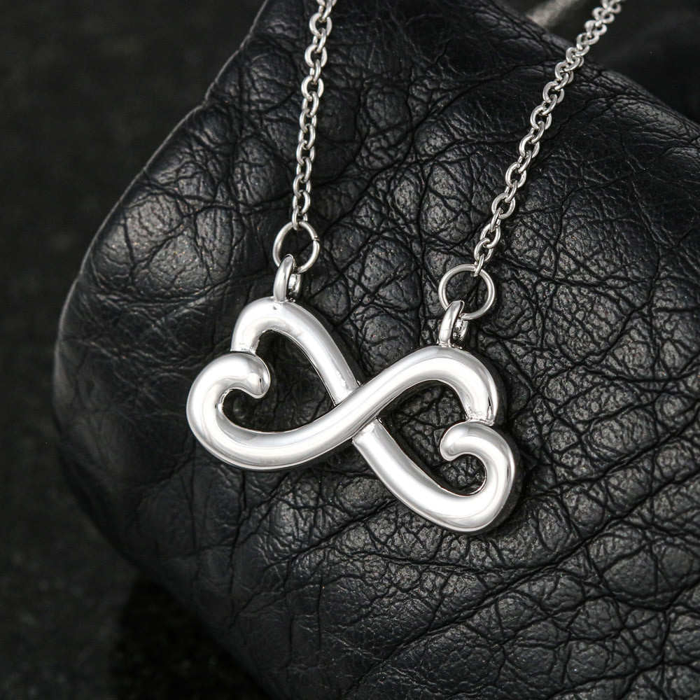 Infinity Hearts Necklace - Red Ribbons - Wife