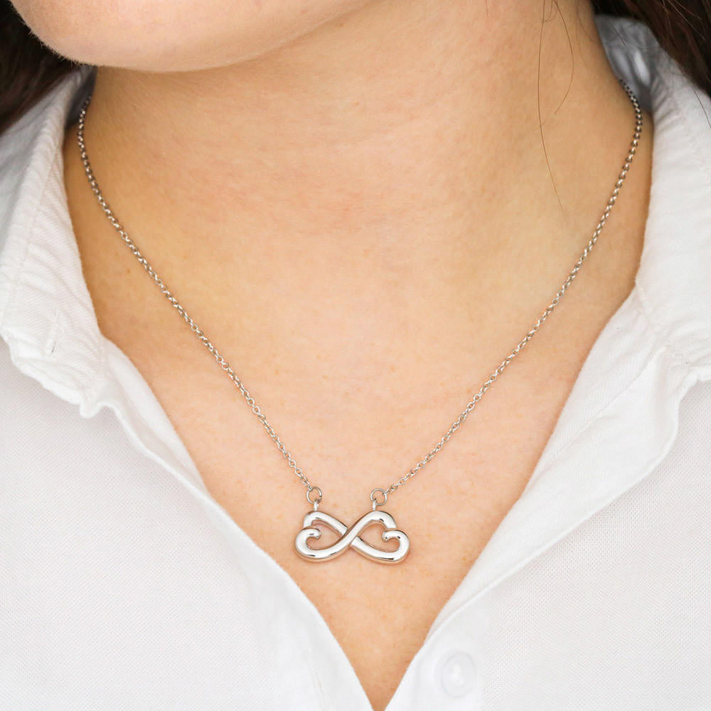 Infinity Hearts Necklace - Red Ribbons - Wife