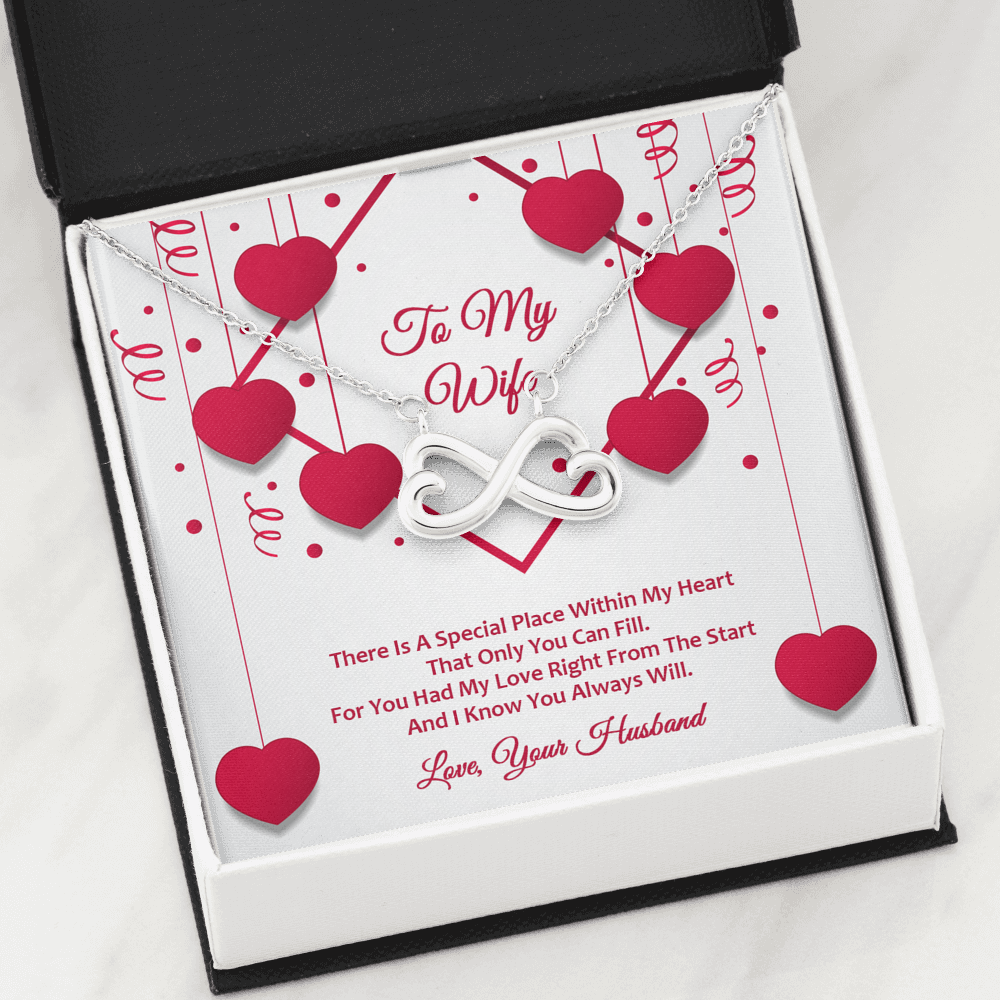Infinity Hearts Necklace - Red Ribbons - Wife