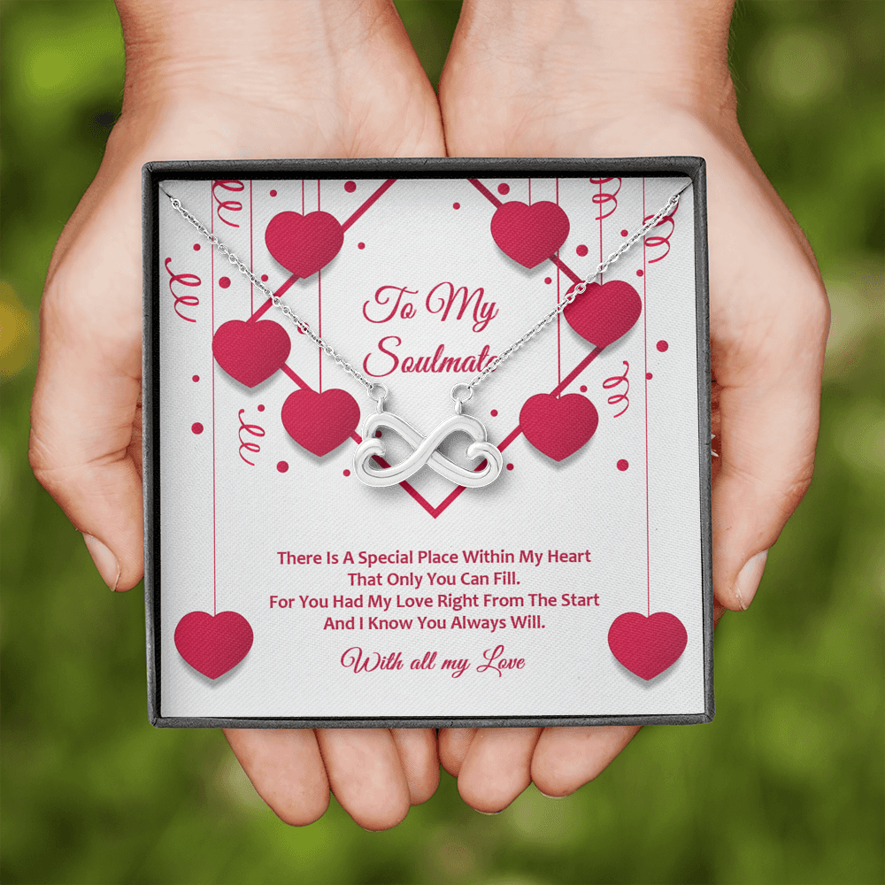 Infinity Hearts Necklace - Red Ribbons - Soulmate