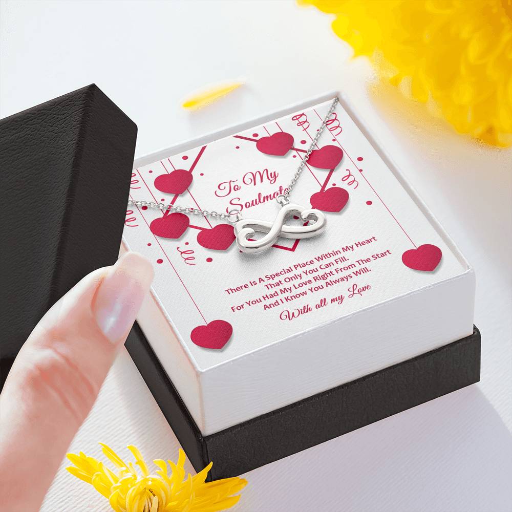 Infinity Hearts Necklace - Red Ribbons - Soulmate
