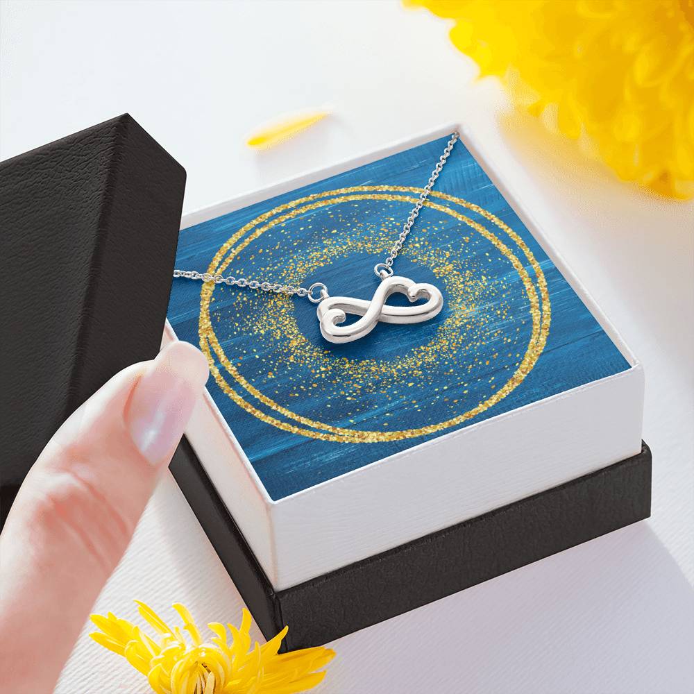Infinity Hearts Necklace - Glitter Blue