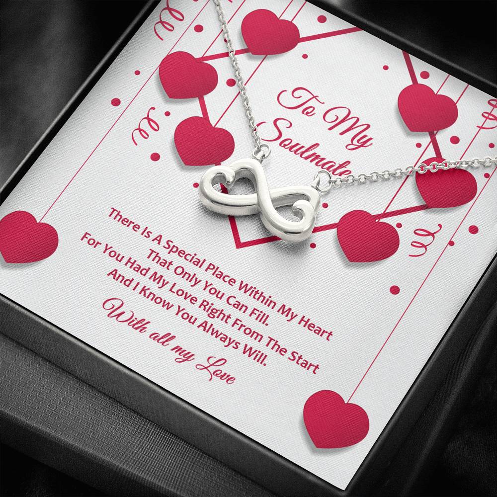 Infinity Hearts Necklace - Red Ribbons - Soulmate