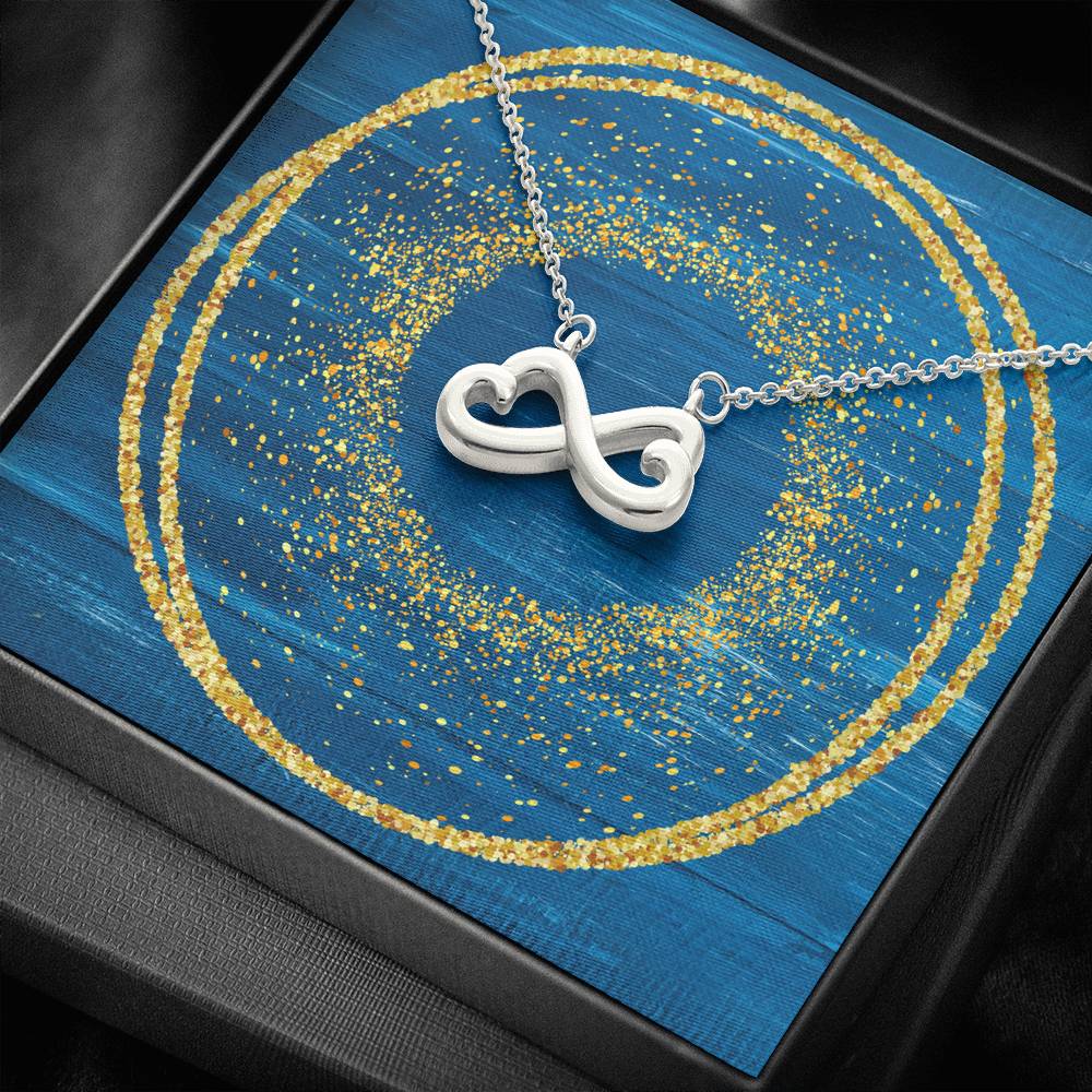 Infinity Hearts Necklace - Glitter Blue