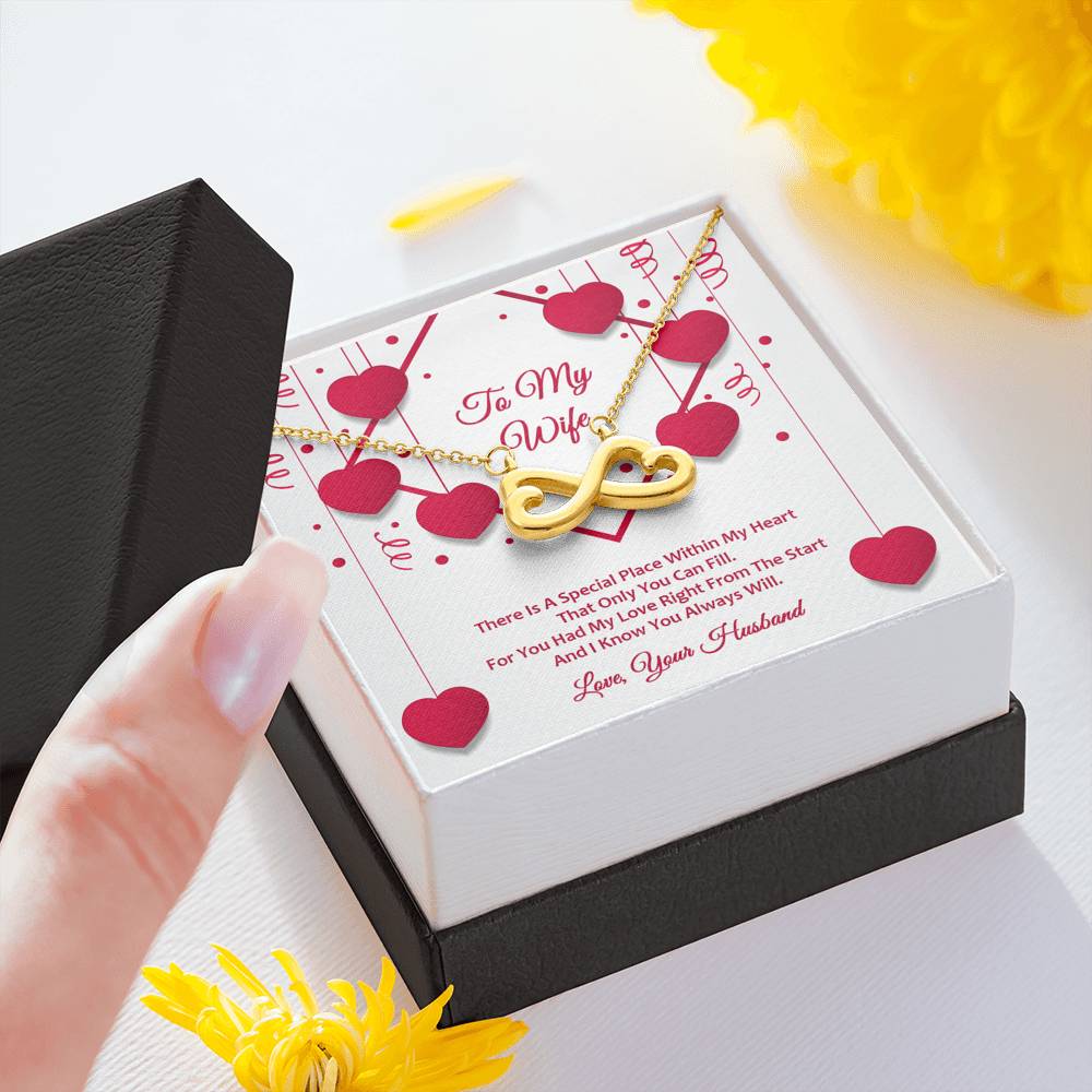 Infinity Hearts Necklace - Red Ribbons - Wife