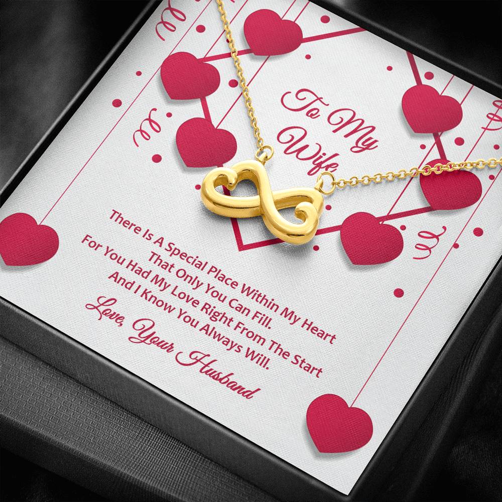 Infinity Hearts Necklace - Red Ribbons - Wife