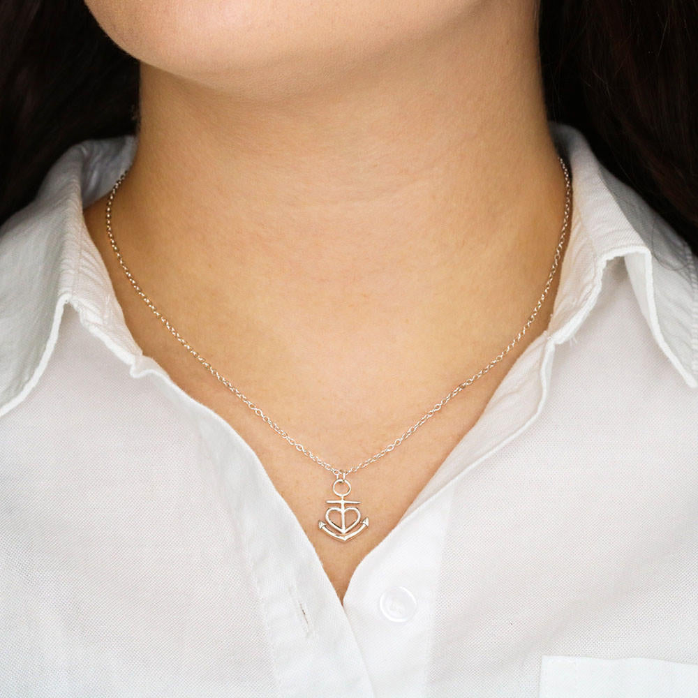 Anchor Necklace - Red Hearts - Wife