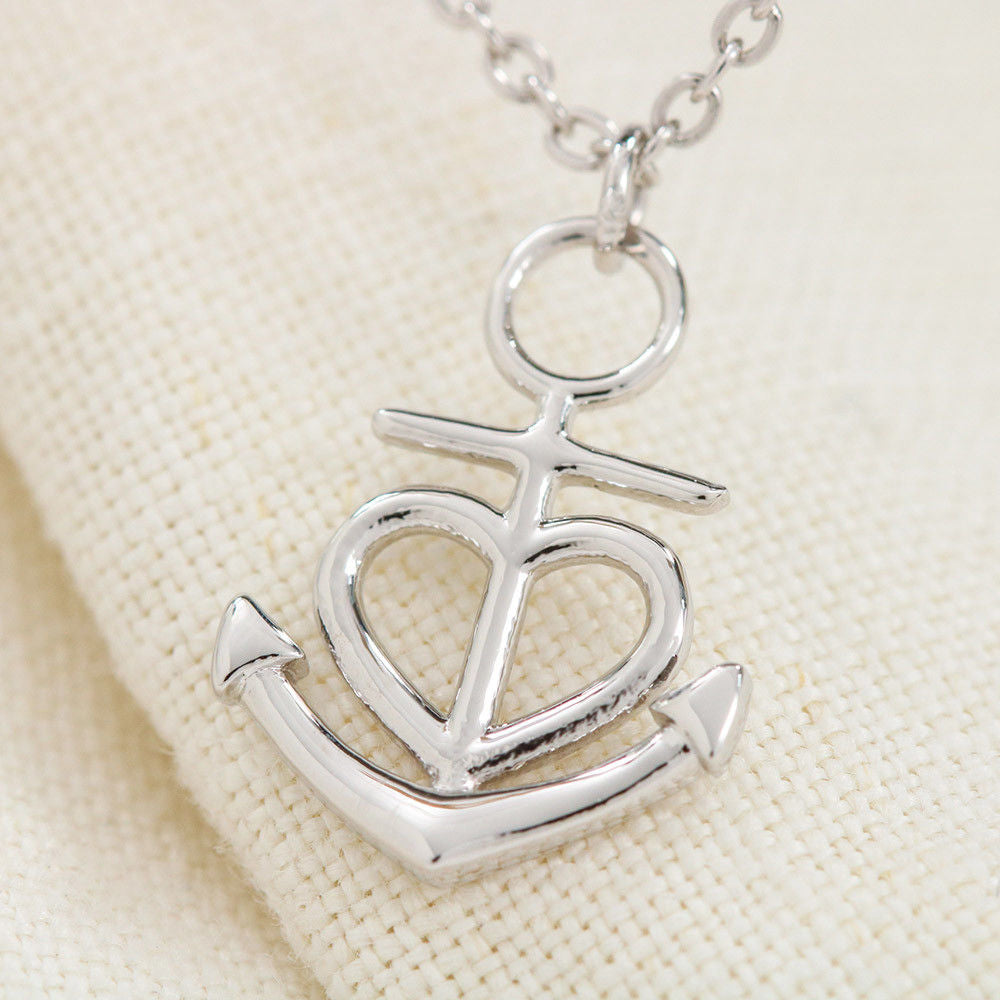 Anchor Necklace - Red Hearts - Wife